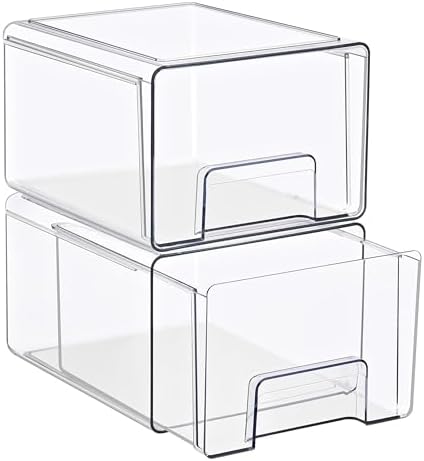Sorbus Clear Stackable Storage Drawers with Handles (Large, 2 Pack)