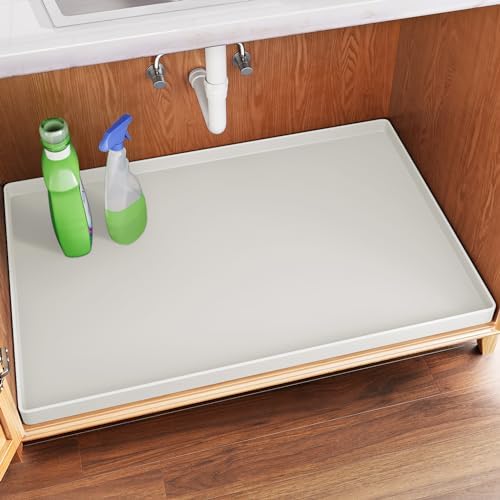 FLATO Waterproof Under Sink Mat, 22" x 19", White