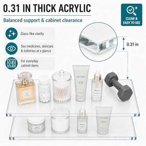 SELFIE CAT 4 Pack 12.75 x 2.99 x 0.31 in Medicine Cabinet Shelf Replacement