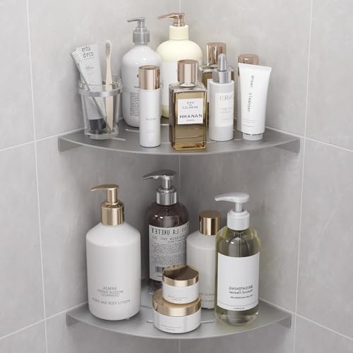 2 Pack Corner Shower Shelves Load Capacity 40 lbs 304 Stainless Steel Shower Corner Shelf Will not Rust 8in Shower Shelf for Inside Shower Brushed Nickel Drilling Installation