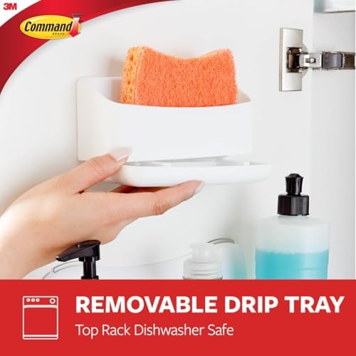 Command Under Sink Sponge Caddy, Total 2 Sponge Holders with 8 Command Strips, 2 Pack of 1 Caddy, Organize Damage-Free