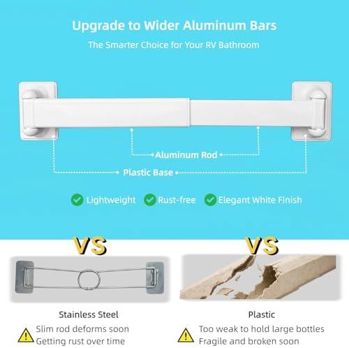 Aluminum RV Shower Corner Storage Bars for Bathroom Organization