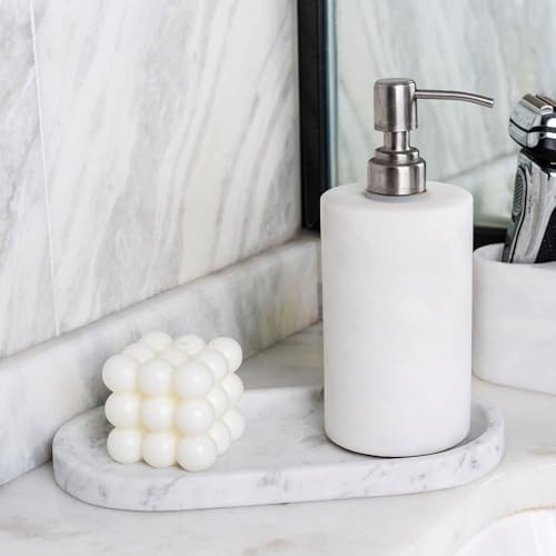 Koville Natural White Marble Tray for Home Decor, 10" x 5" Marble Vanity Tray for Bathroom Countertop Organizer Stone Trays, Catchall Tray for Perfume, Candles, Jewelry (Bianco Carrara)