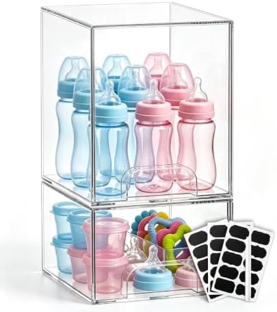 Baby Bottle Organizer Stackable, 2 Pack, 7.7'' & 4.2'' Tall