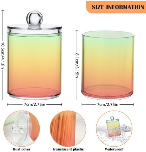 Gredecor 4 Pack Gradients Peach Qtip Holder Organizer Dispenser Clear Bathroom Storage Canister Cotton Ball Holder Bathroom Containers for Cotton Swabs/Pads/Floss