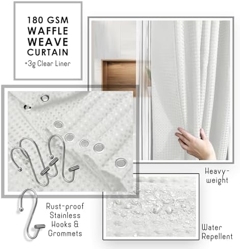 Clara Clark White Bathroom Set, Bathroom Sets with Shower Curtain and Rugs
