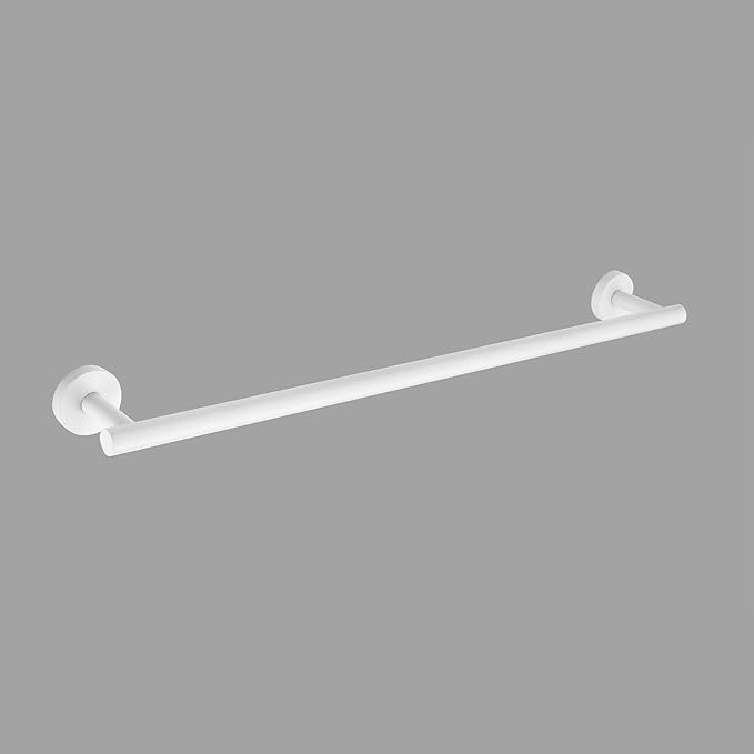 GERZWY 24-Inch Bathroom Towel Bar Modern Round Style Bath Towel Bar SUS 304 Stainless Steel Wall Mount, White