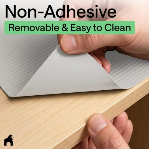 GORILLA GRIP Shelf Liner, Non-Adhesive Cabinet Liners, 12"x20' Light Gray