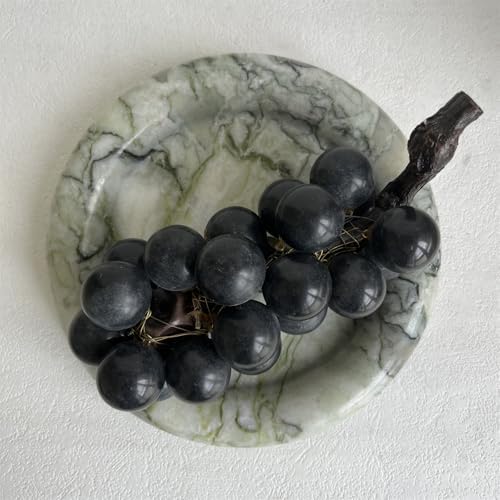 Natural Marble Round Vanity Tray Jewelry Makeup Dish Decorative Tray for Coffee Table,Bathroom,Bedroom (Green Emerald)