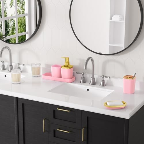 XLHOMO Bathroom Set, Pink Bathroom Set, 9PC Bathroom Accessory Set