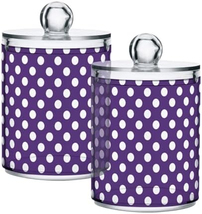 ALAZA Polka Dot Hipster Funny 4 Pack Qtip Holder Dispenser for Cotton Swabs, Balls, Pads, Floss 10 oz Plastic Canister Organizer