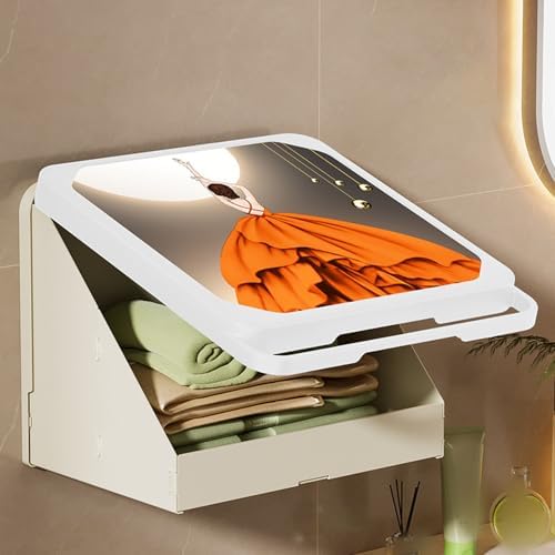 Clothes Folding Storage Box, Bathroom Mural Clothes Folding Storage Box, Waterproof Hanging Storage Organizer, No-Punch Wall Mounted Bathroom Shelves for College Dorm Laundry Kitchen Travel (White)