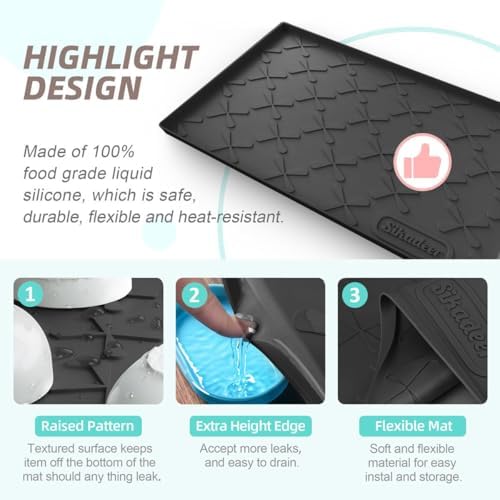 SIKADEER Waterproof Under Sink Mat 46" x 22" Silicone Mat Cabinet Protector