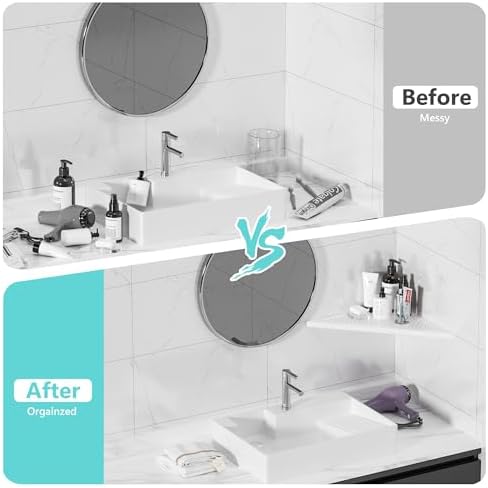 Qeke Corner Shower Shelves, 12” Recessed Tile Shower Shelf White, 1 Pack