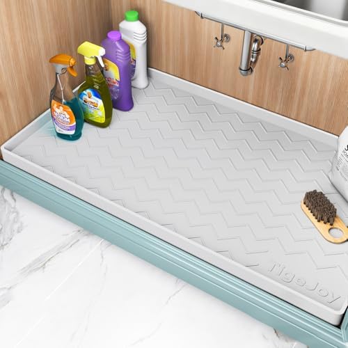 TigeJoy Under Sink Mats for Kitchen Waterproof 25" x 22", Cabinet Liner