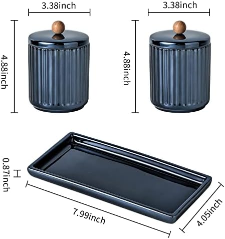 Holder Bathroom Set with Tray and 2 Piece Apothecary Jar Canister with Lid