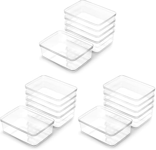 BINO | Plastic Storage Bins, X-Small - 15 Pack | THE LUCID COLLECTION | Multi-Use Built-In Handles BPA-Free Clear Storage Containers | Fridge Organizer | Pantry & Home Organization