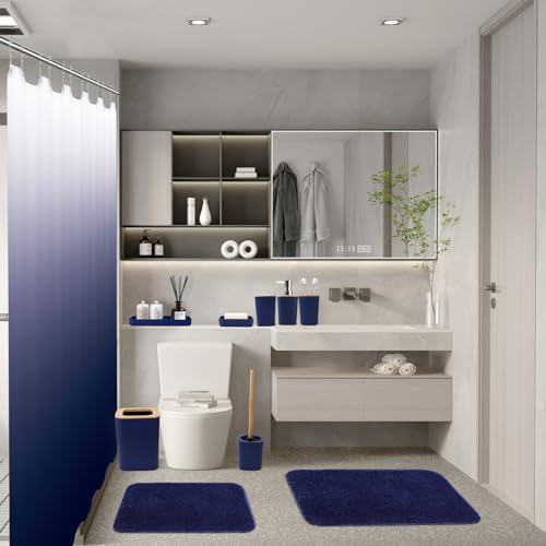 XLHOMO Bathroom Accessories Set, Bathroom Sets with Shower Curtain and Rugs