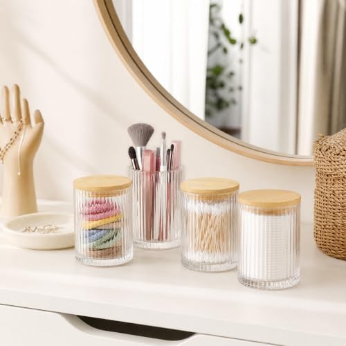 SheeChung 2 Pack Glass Apothecary Jar with Natural Bamboo Lids