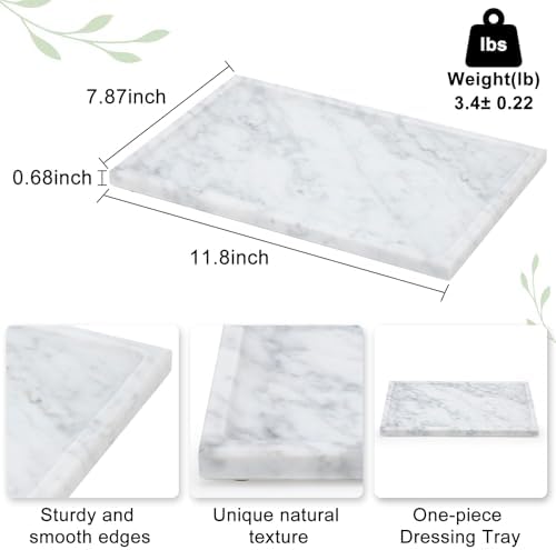Real Luxurious Natural Marble Tray - 12x8 Inch Marble Vanity Tray