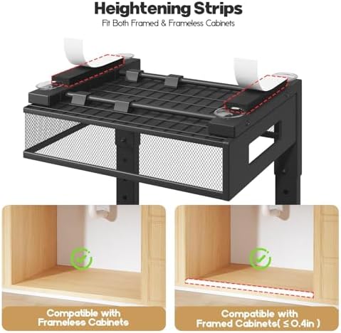 2 Packs 17IN Depth Under Sink Organizer, 2-Tier Pull Out Cabinet Organizer With Smooth Circular Rail, Large Capacity Metal Mesh Sliding Drawers For Bathroom& Kitchen Storage,Height Adjustable –Black