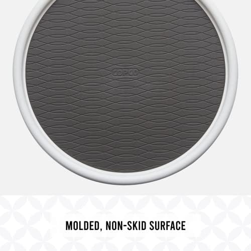 Copco Basics Non-Skid Pantry Cabinet Lazy Susan Turntable, 12-Inch, White/Gray, 1 Count (Pack of 1)