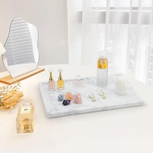 Real Luxurious Natural Marble Tray - 12x8 Inch Marble Vanity Tray