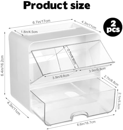 YEXEXINM 2 PCS Bandages Storage Organizer for Wall Large Bandage Organizer with Lid 3-Compartment Plastic Bandaid Storage Container for Home Medicine Cabinet, Elastic Bandage Wrap, Cotton Swab