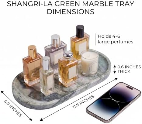 YKAJO Shangri-la Green Oval Marble Tray, 11.8x5.9 Vanity Perfume Organizer