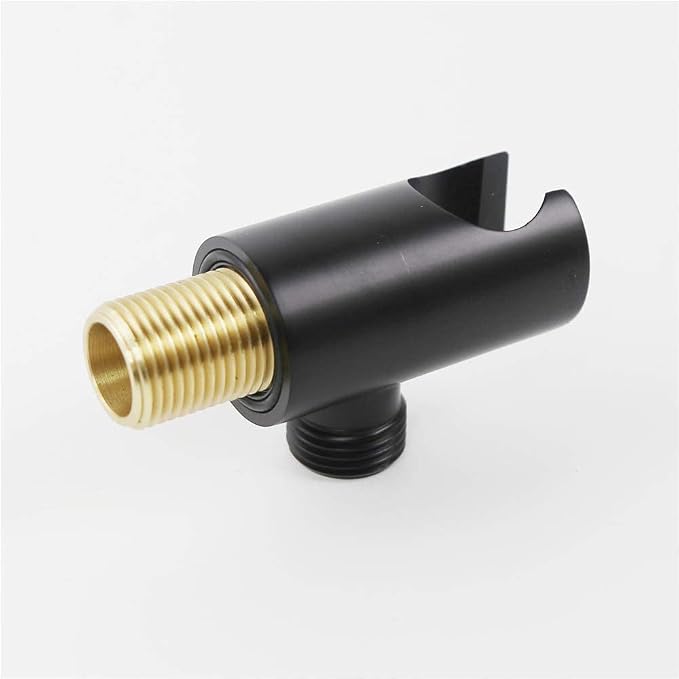 Hand Held Shower Head Holder with Hose Connector Shower Wand Holder Wall Mount Handheld Shower Handle Sprayer Holder Attachment Shower Hose Adapter Shower Elbow with Spray Head Bracket Matte Black