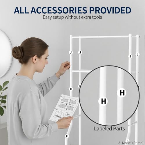 GloTika 3-Tier Over Toilet Storage Rack, Anti-Wobble, White