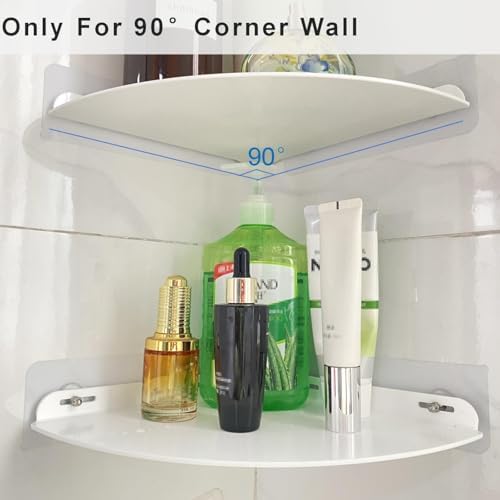 Corner Shower Caddy Shelf Rack, 8.5"x8.5" 2 Tier White