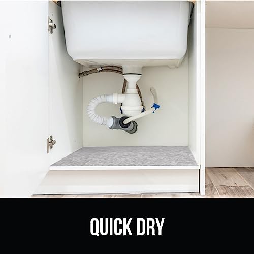 GORILLA GRIP LeakGuard Under Sink Mat for Kitchen Cabinet, 24x60 Light Gray