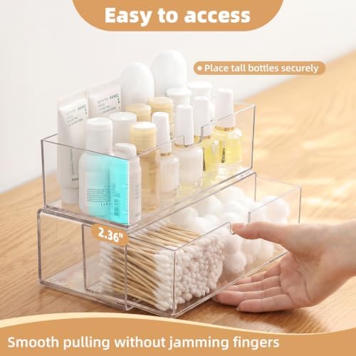 Stackable Medicine Cabinet Makeup Organizer for Bathroom, 2 Pack