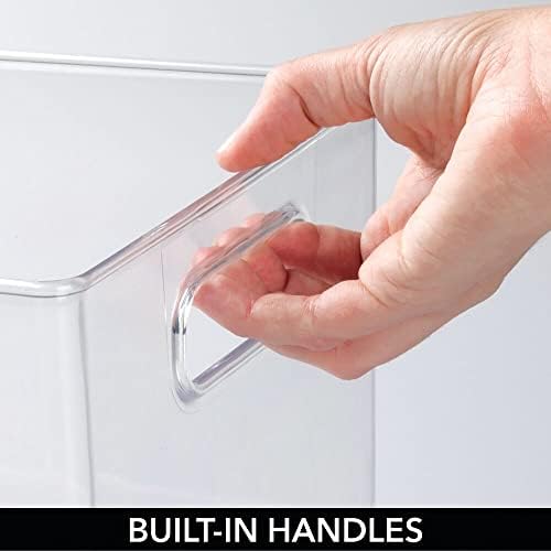 mDesign Deep Plastic Kitchen Storage Organizer Container Bin for Pantry, Cabinet, Cupboard, Shelves, Fridge, or Freezer - Holds Dry Goods, Sauces, Condiments, Drinks, Clear