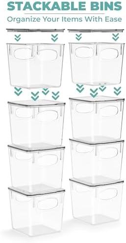 Sorbus Small Plastic Storage Bins (4 Pack) – Clear Bins for Kitchen, Pantry, Fridge, Cabinet, and Refrigerator – Stackable Storage Containers for Home Organization