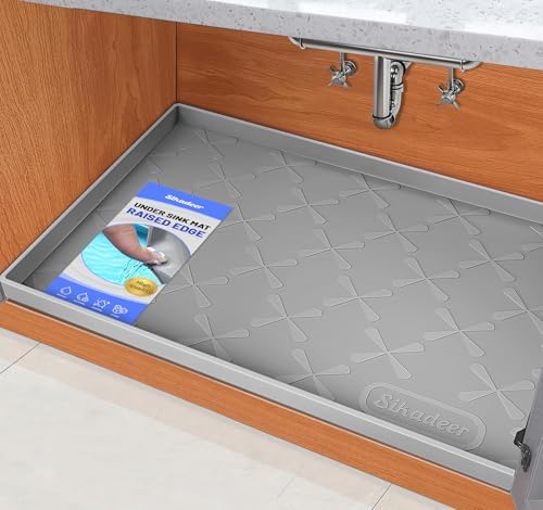 SIKADEER Waterproof Under Sink Mat 46" x 22" Silicone Mat Cabinet Protector