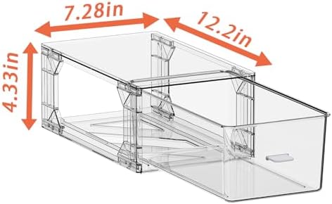 4 pack clear Drawer-Type Plastic Storage Box Bins Organizer，Family First Aid Kits Medicine cabinet Box Organizer,Closet ，Shelf，Ointments, Adhesive Bandages，Cosmetics,Office Items (clear, ZZ4L)