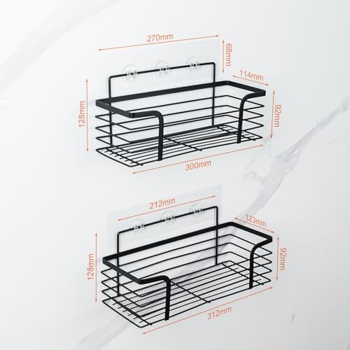 Ibergrif 2 Pack Black Bathroom Shelf Organiser, Shower Caddy M34036B - Rustproof, Waterproof, High Load-Bearing, Easy Installation