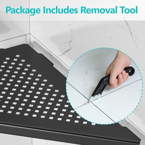 Qeke Corner Shower Shelves, 12” Recessed Tile Shower Shelf Black, 1 Pack