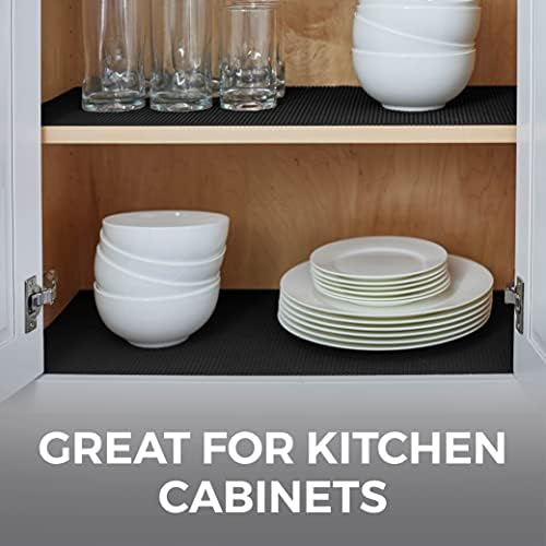 HOME GENIE Shelf Drawer and Cabinet Liner, Non Adhesive, 12x20 Pitch Black