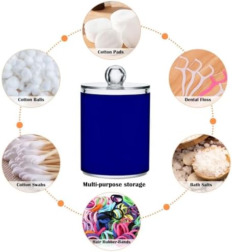 Gredecor 4 Pack Navy Blue Qtip Holder Organizer Dispenser Clear Bathroom Storage Canister Cotton Ball Holder Bathroom Containers for Cotton Swabs/Pads/Floss