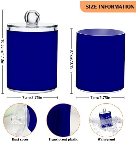 Gredecor 4 Pack Navy Blue Qtip Holder Organizer Dispenser Clear Bathroom Storage Canister Cotton Ball Holder Bathroom Containers for Cotton Swabs/Pads/Floss