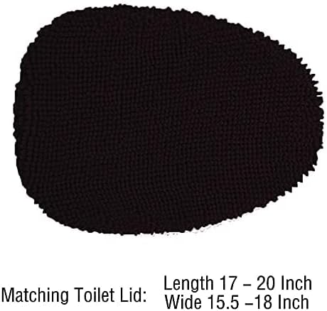Madeals Chenille Bath Rug Set 4 Piece with Toilet Lid Cover and Rug Set Combo, Soft Shaggy Bath Rug Set 3 Piece and U-Shaped Toilet Floor Rug Black