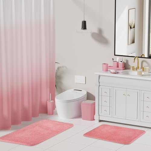 XLHOMO Bathroom Accessories Set, Pink Bathroom Set, Shower Curtain Set