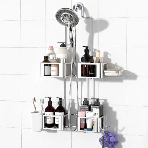 Shower Caddy Haging for Handheld Showerhead, Over Head Shower Caddy,Silver