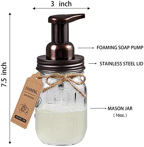 Amolliar Mason Jar Bathroom Accessories Set, 4Pcs Glass Bathroom Set,Bronze