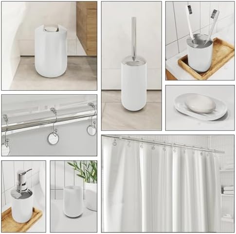Clara Clark Bathroom Set - White Bathroom Accessories Set, 20PC Bathroom Accessory Set, Shower Curtain Set with Liner, Toothbrush Holder, Soap Dispenser, Soap Dish, Toilet Brush Holder, and Trash Can