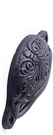 Renovators Supply Manufacturing Black Wrought Iron Cup Bin Pull Cabinet Drawer Handle 5", Pack of 2