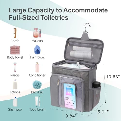 F-color Shower Caddy Portable for Dorm - Shower Bag Fits Full-Size Bottles